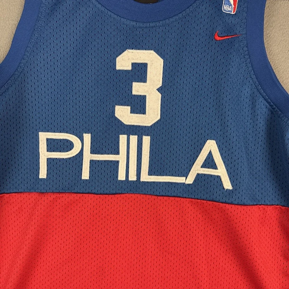 Nike Philadelphia 76ers Allen Iverson Jersey Blue Red Youth Large Team Sports